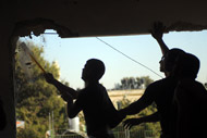 A Palestinian home being demolished.