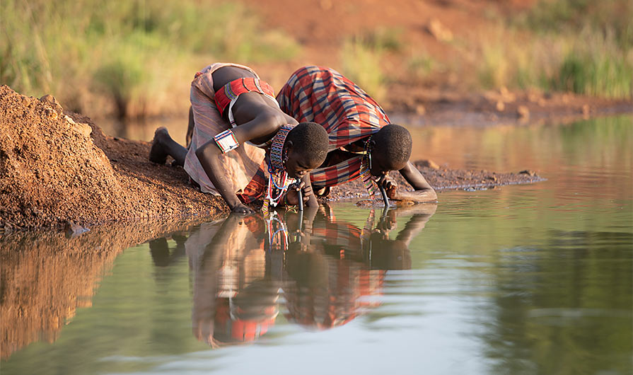 Small pipe filters that are carried on a string around the neck allow people to drink water without ingesting copepods that carry Guinea worm. 