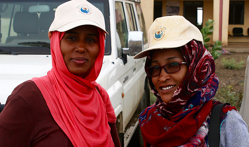 Dr. Saisabil Omer, left, and Dr. Mayasa Mustafa spent two weeks traveling across Sudan to perform surgery on trachoma patients.