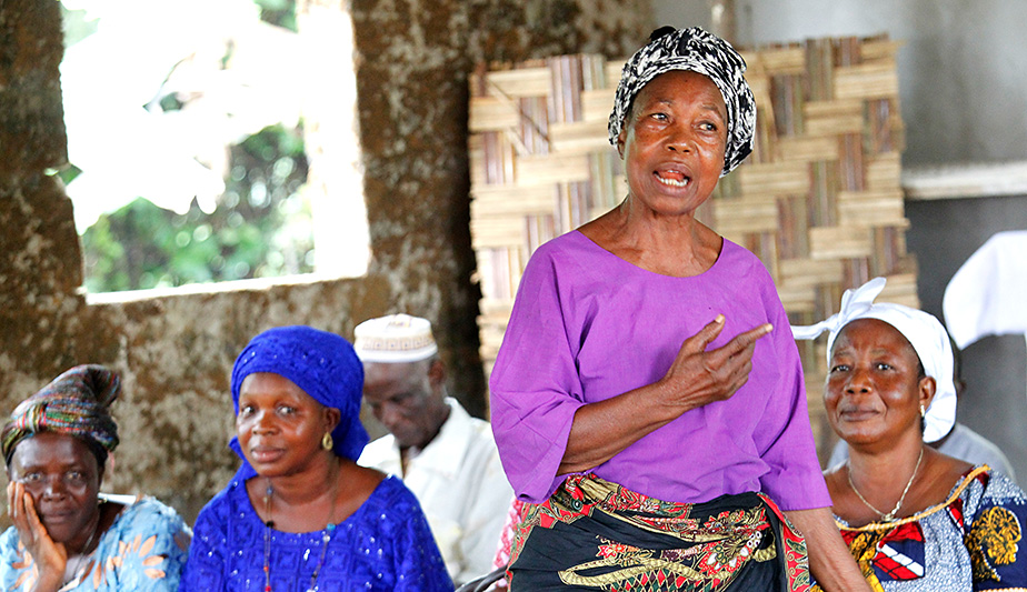 As in many countries, women in Liberia have often been treated as second-class citizens, both in practice and under the law. Above, a women speaks at a Carter Center gathering in Margibi County, Liberia.